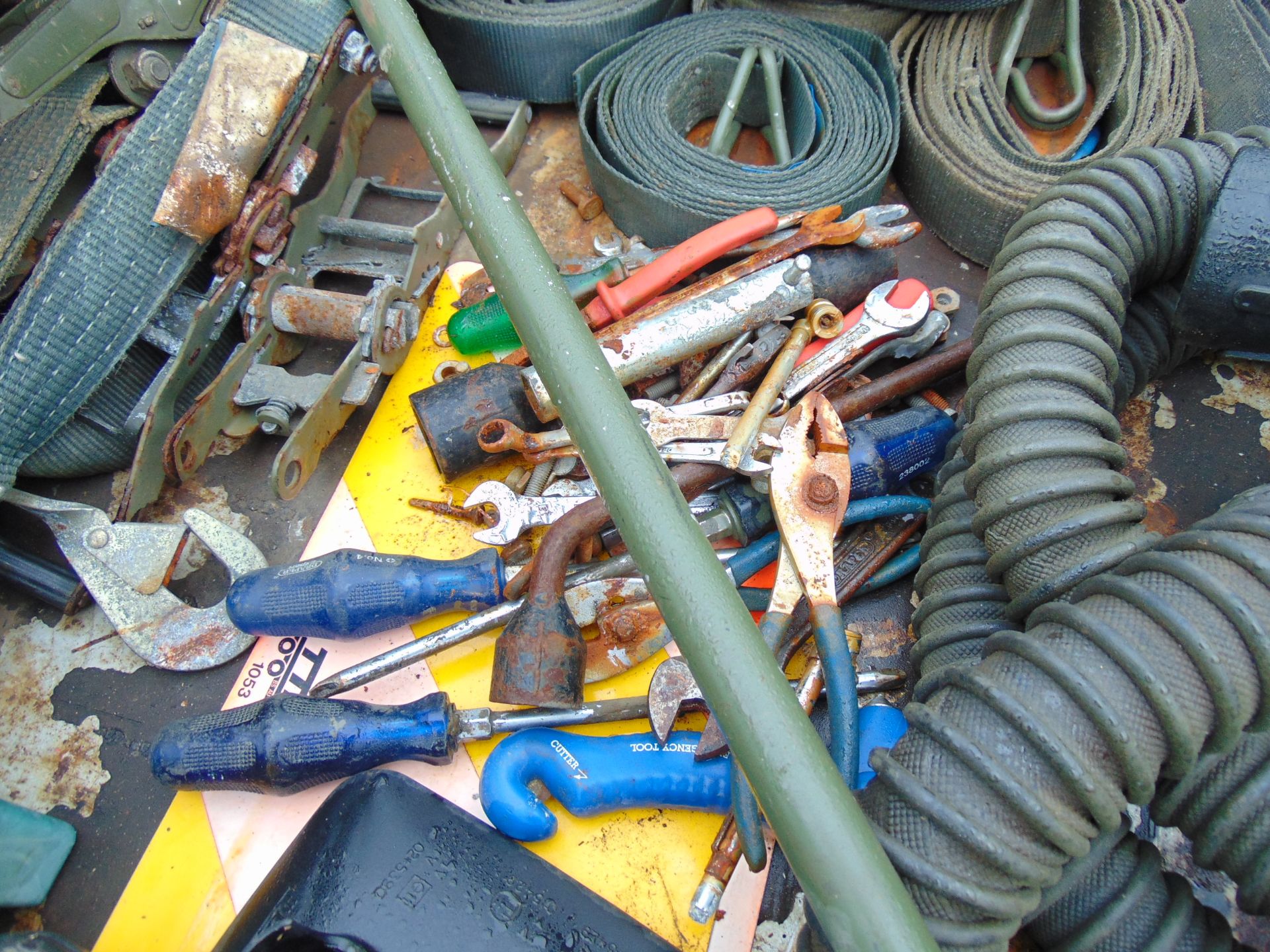 Tools, Camo Net Poles, Ratchets & Straps, First Aid Kits, Exhaust Disposal Hose etc - Image 7 of 9