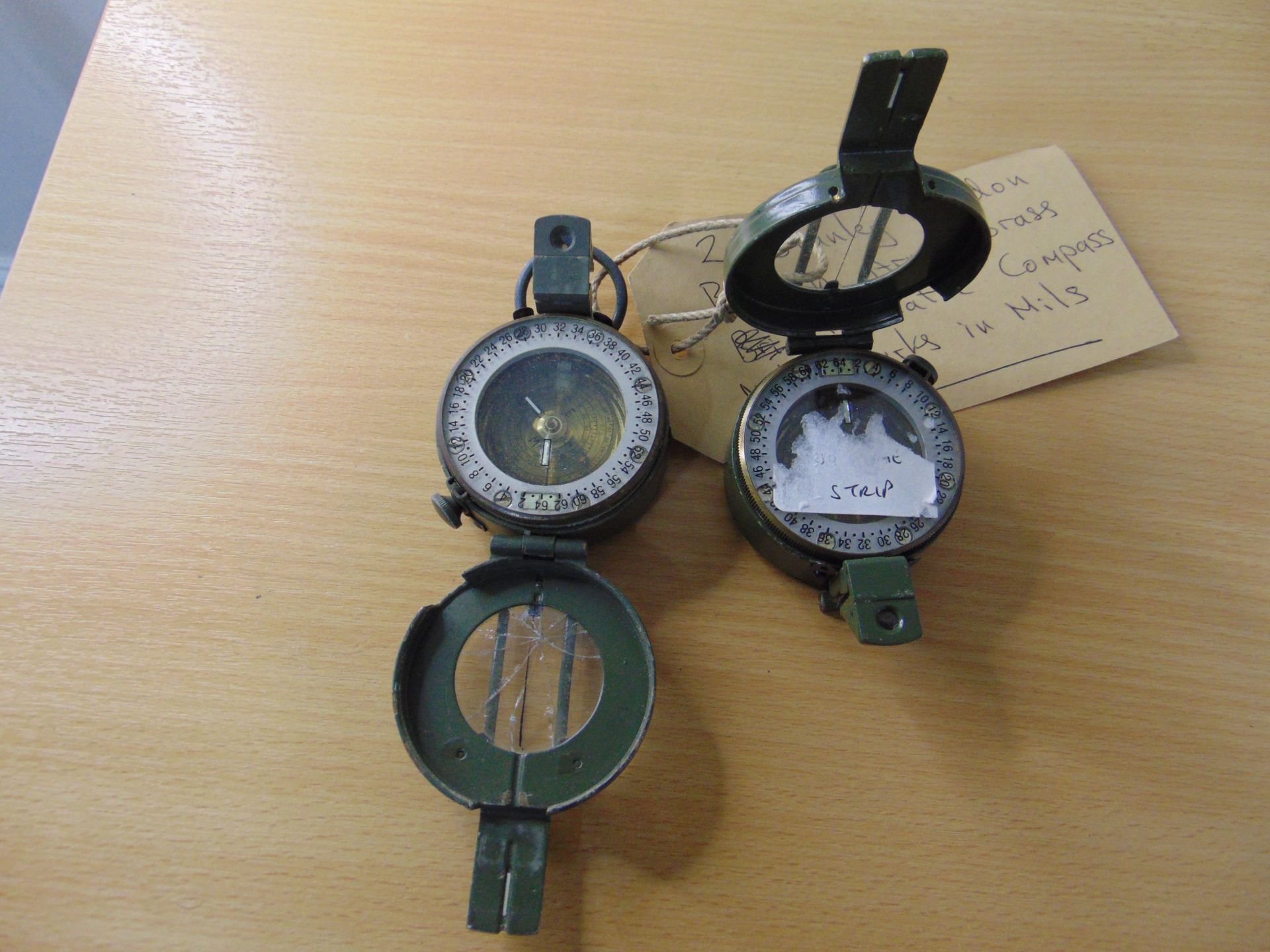 2 x Stanley London British Army Brass Prismatic Compass Nato Marks in Mils - Image 2 of 2