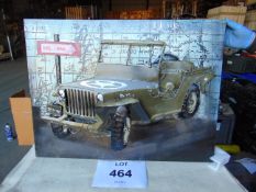 V.Nice Willys Jeep Metal 3 D Hanging Picture, Hand Painted 86 x 63 cms
