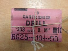 NEW UNISSUED PACK OF 10 .303 DMK10 DRILL ROUNDS FOR RIFLE IN ORIGINAL PACKING DATE RG 25-10-1950