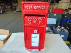 Red G R VI Post Box Cast Aluminum with Times and Collection c/w keys