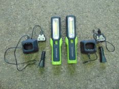 2 x Electralight LED Work Light Cordless Inspection Torches C/W Chargers
