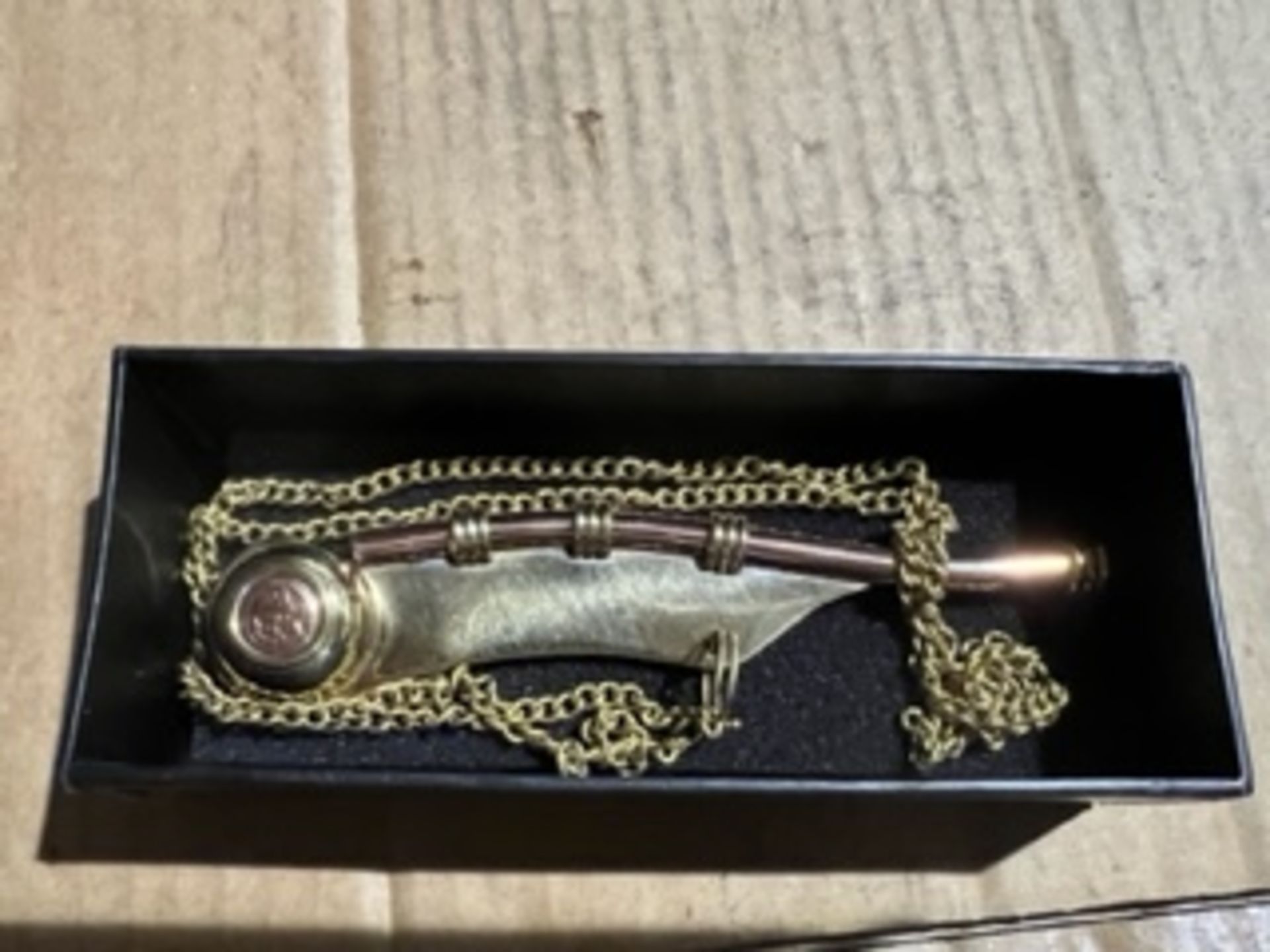 Brass Bosuns Whistle with Chain New in Presentation Box - Image 2 of 7