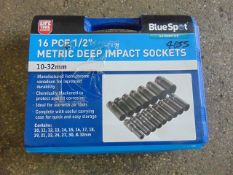 BlueSpot 16pce 1/2" Metric Deep Impact Sockets (10-32mm)