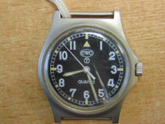 CWC W10 BRITISH ARMY SERVICE WATCH- WATER RESISTANT TO 5 ATM NATO MARKS DATE 2005 *CHIP IN GLASS*