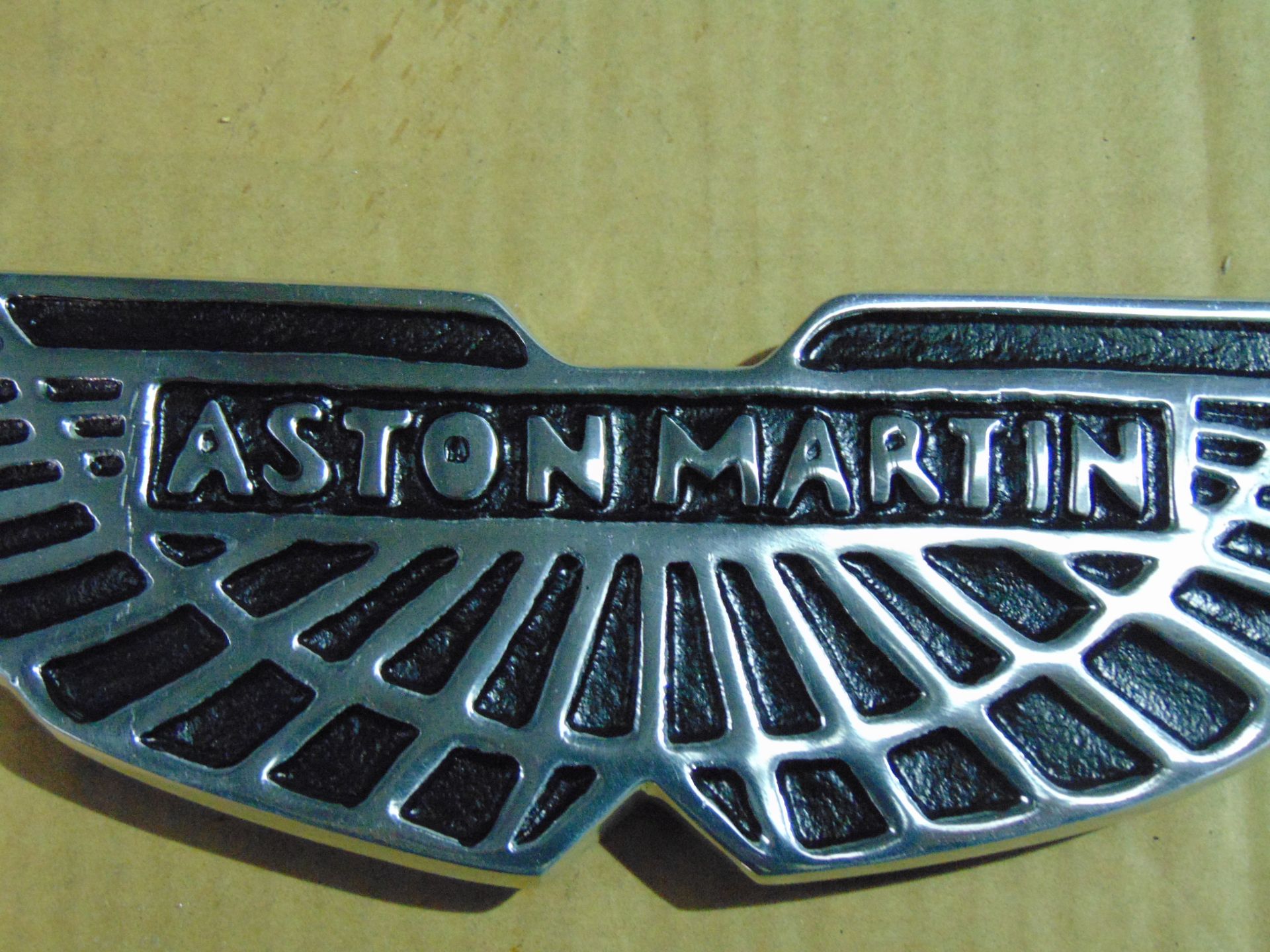 ASTON MARTIN POLISHED ALUMINIUM HANGING SIGN - 33cms X 8cms - Image 4 of 5