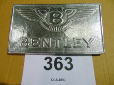 POLISHED ALUMINIUM BENTLEY FLYING SPURR HANGING SIGN 30cms X 15cms