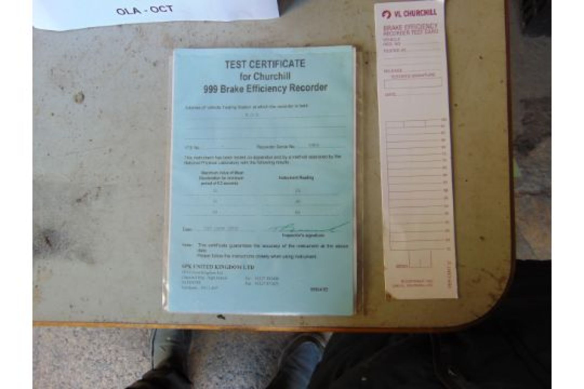 CHURCHILL BRAKE EFFICIENCY RECORD C/W TEST CARDS, ETC IN ORIGINAL TRANSIT CASE - Image 6 of 6