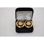 Versace gold tone clip on earrings