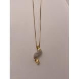 18ct yellow gold necklace with twist design gold and diamond pendant of approx 0.30cts, both