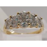 18ct yellow gold diamond ring, approx 2.20CTM 0.50 CTP, approx size R, stamped 750