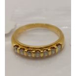 18ct yellow gold and diamond ring, approx 0.5cts, featuring x7 diamonds approx. size N, hallmarked