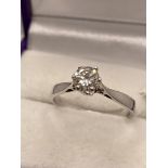 18ct white gold diamond 0.50ct solitaire engagement ring, approx size M
