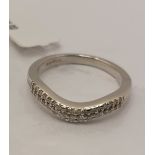 Platinum and diamond ring, approx 0.30cts, in a double row design, approx size M, Hallmarked 750