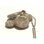18ct white gold diamond pendant (approx 1ct) in concave geometric design with necklace, both stamped