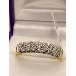 18ct yellow gold diamond ring, double row diamond design of approx 0.60cts, approx size Z,