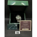 A Cadola “Bellator” wristwatch in racing green, no. 440/500, 43mm case, a scratch resistant sapphire