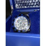 Aragon wristwatch with black/blue design, as new, with box and leaflet