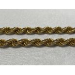 9ct yellow gold rope design necklace, approx. length 24”, stamped 9k, approx. gross weight 16.2g