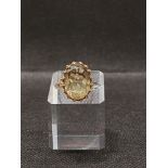9ct gold ring with smoky quartz approx. Size N hallmarked London c.1975