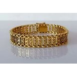 A vintage gold mesh bracelet, French hallmarks for 18ct, 33.83g