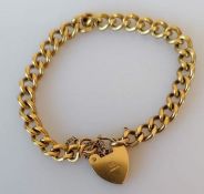 A gold curb-link locket bracelet, 16 cm, hallmarked 9ct, 22.45g