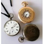 A stem-wind Dennison gold-plated pocket watch, signed The Consol to face and mechanism
