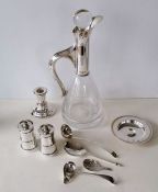 A contemporary silver handles glass decanter by Francis Howard, London, 2007, 32 cm H; a silver pair