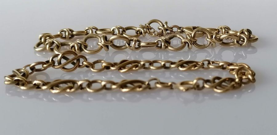 Two gold fancy-link chain bracelets, 18, 16 cm, both hallmarked 9ct, 32.56g - Bild 2 aus 2