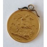 A Victorian gold £2 double sovereign, 1887, with loop attached, 16.2g