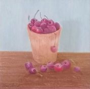 Brian Gallagher (b.1967) CHERRIES IN A TERRACOTTA POT, pastel, framed, mounted, signed bottom left i
