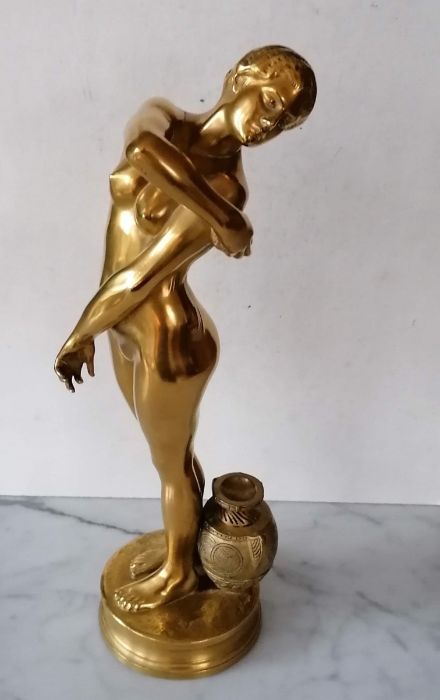 Jean-Léon Gérôme, (1824-1904), BATHSHEBA, gilt bronze, 31 cm H, stamped 'Soit Decauville Fondeur Par