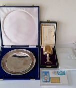 A cased silver plate to commemorate the wedding of Princess Anne and Captain Mark Phillips, edition
