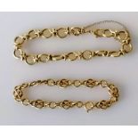 Two gold fancy-link chain bracelets, 18, 16 cm, both hallmarked 9ct, 32.56g