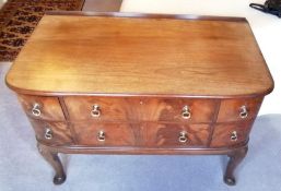 An early 20th century mahogany dressing chest with shaped top, a combination of six drawers with bra