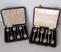 A set of six George V silver coffee spoons by Cooper Brothers & Sons Ltd, Sheffield, 1917 and a set