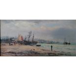 L. Lewis, COSTAL SCENES, oil on canvas, each 19 x 39 cm, framed and signed (2)