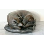 Geraldine Knight (1933-2008), SMALL DOG, bronze, on a raised base, 11 h x 18 w x 18 d cm, with origi