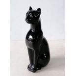 A Baccarat coloured glass study of a seated black cat, etched label, 16 cm H, without visible damage