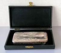 A cased Engelhard, London 999 silver ingot kilo bar, No P18512, name of previous owner stamped to si