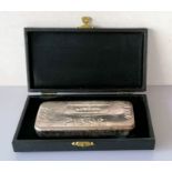 A cased Engelhard, London 999 silver ingot kilo bar, No P18512, name of previous owner stamped to si