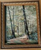 Robert Hughes (1934-2010), miniature, SUNLIGHT, SAVERNAKE FOREST, no. 1137, dated 1984, 9 x 7 cm