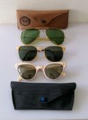 A pair of vintage Ray Ban B&L Aviator 58 16 gilt framed sunglasses with original case, logo to lens,