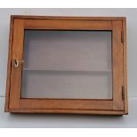 A late 19th century oblong hanging walnut display case with interior shelf and glazed door, with