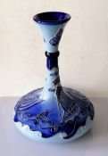 A Moorcroft Ship pattern squat vase, tube lined on a graded blue ground, impressed marks and painted