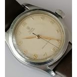 A vintage Tudor Oyster gent's watch with Arabic gold numerals and hands, small rose motif, case