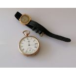 An Edwardian gold-cased ladies fob watch by Waltham with Roman numerals, subsidiary seconds hand,