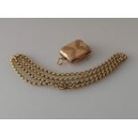 A gold rolo neck chain, 47 cm, stamped 585, 7.8g; a gold locket, unmarked, tests for 9ct, 8.45g (2)