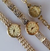 Three mid-century ladies dress watches, two by Rotary, the other Austin, one battery operated, two