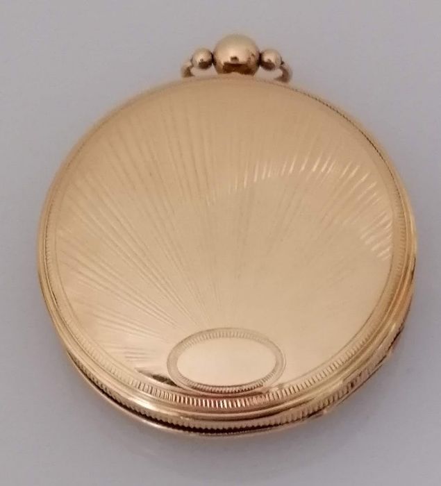 A late 19th century French stem-wind gold open-face fob watch with embossed case, stamped 18k - Bild 6 aus 8